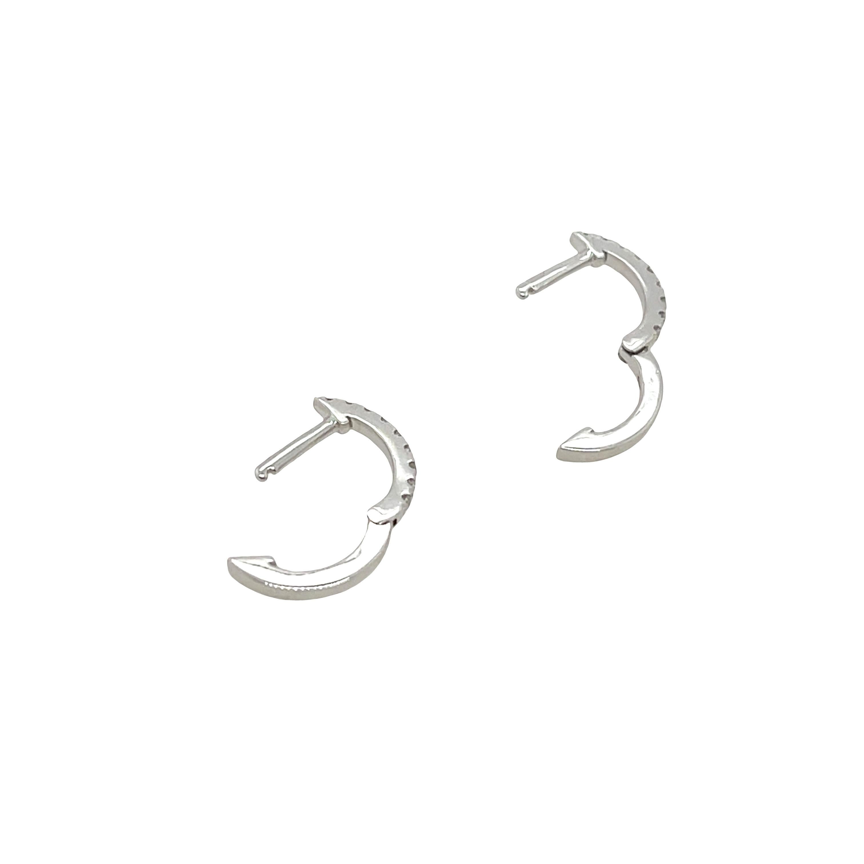 da uomo o donna Orecchini a cerchio con diamanti in oro bianco 14ct, con 0,08ct di diamanti rotondi, 9,50mm in vendita