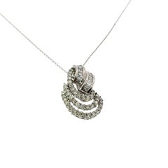 14ct White Gold Diamond Swirl Cluster Pendant Necklace – 0.90ct