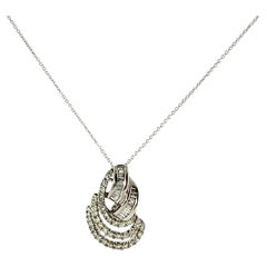 14ct White Gold Diamond Swirl Cluster Pendant Necklace – 0.90ct