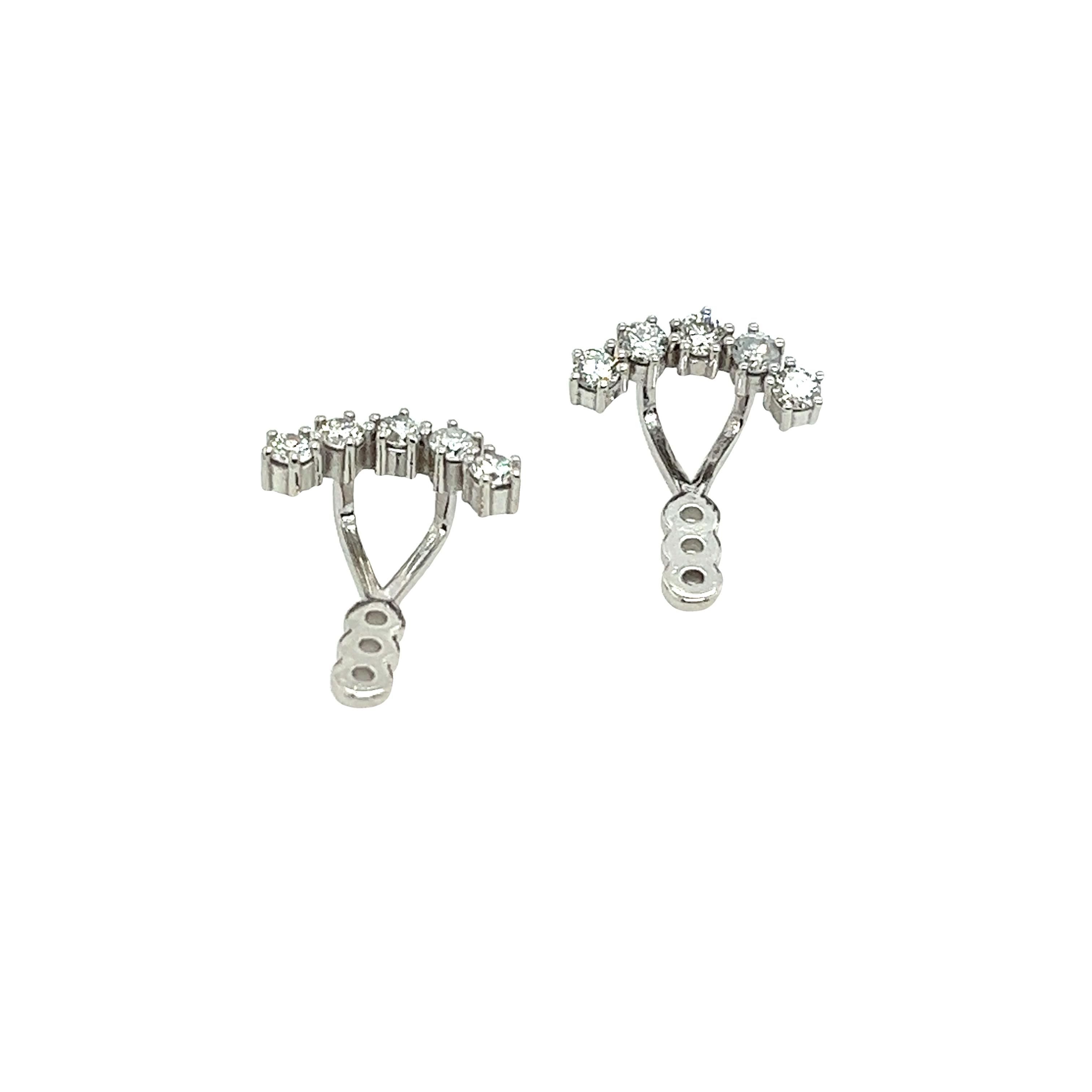 Round Cut 14ct White Gold Earring Jackets fit Behind any Stud Earring, set with 0.40ct of  For Sale