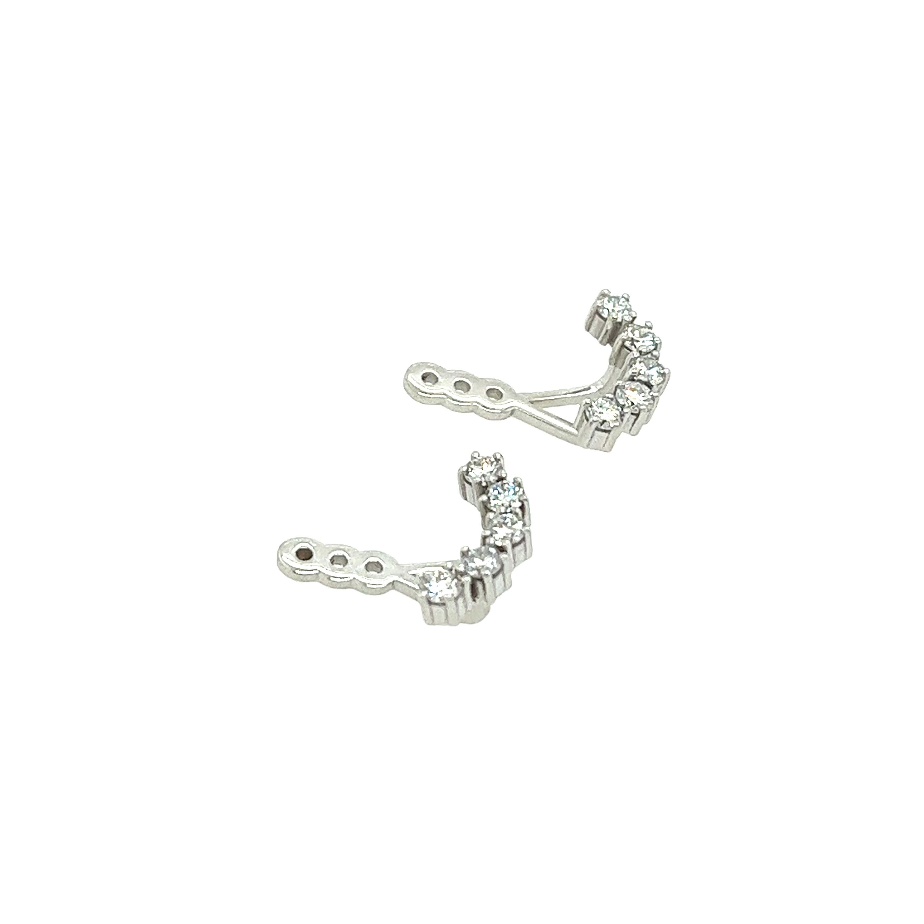 14ct White Gold Earring Jackets fit Behind any Stud Earring, set with 0.40ct of  In New Condition For Sale In London, GB