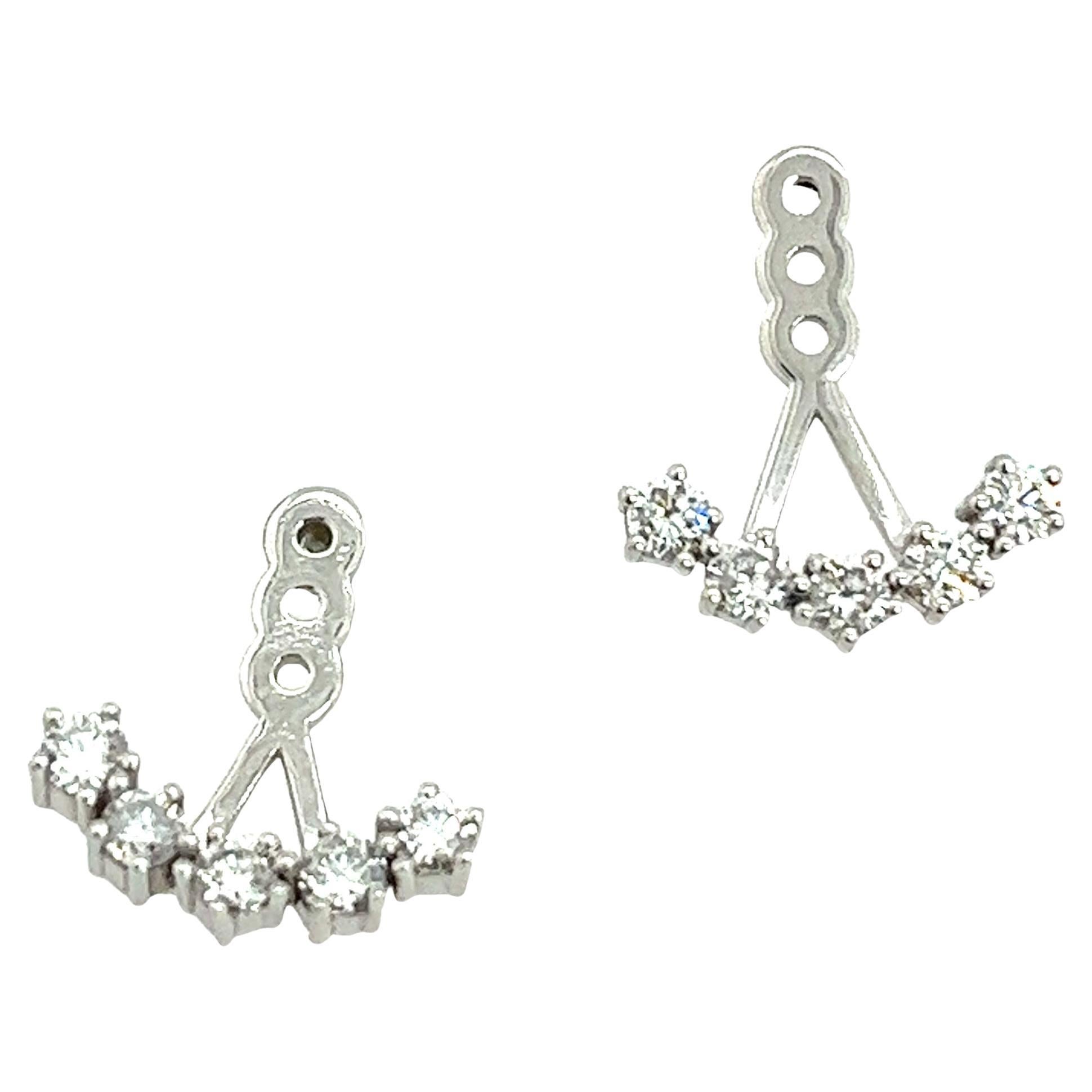 14ct White Gold Earring Jackets fit Behind any Stud Earring, set with 0.40ct of  For Sale