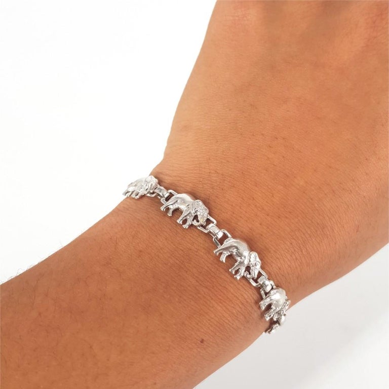 14ct White Gold Elephant Bracelet at 1stDibs