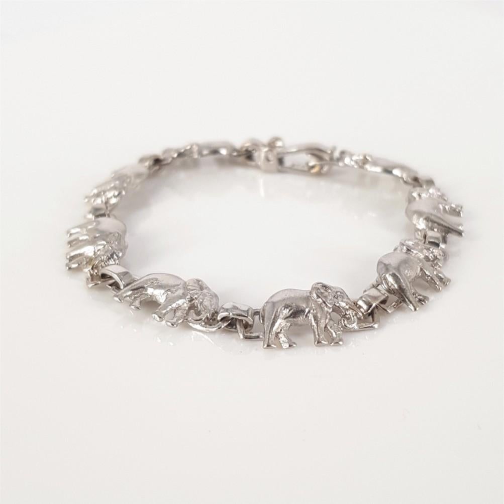 Women's or Men's 14ct White Gold Elephant Bracelet For Sale