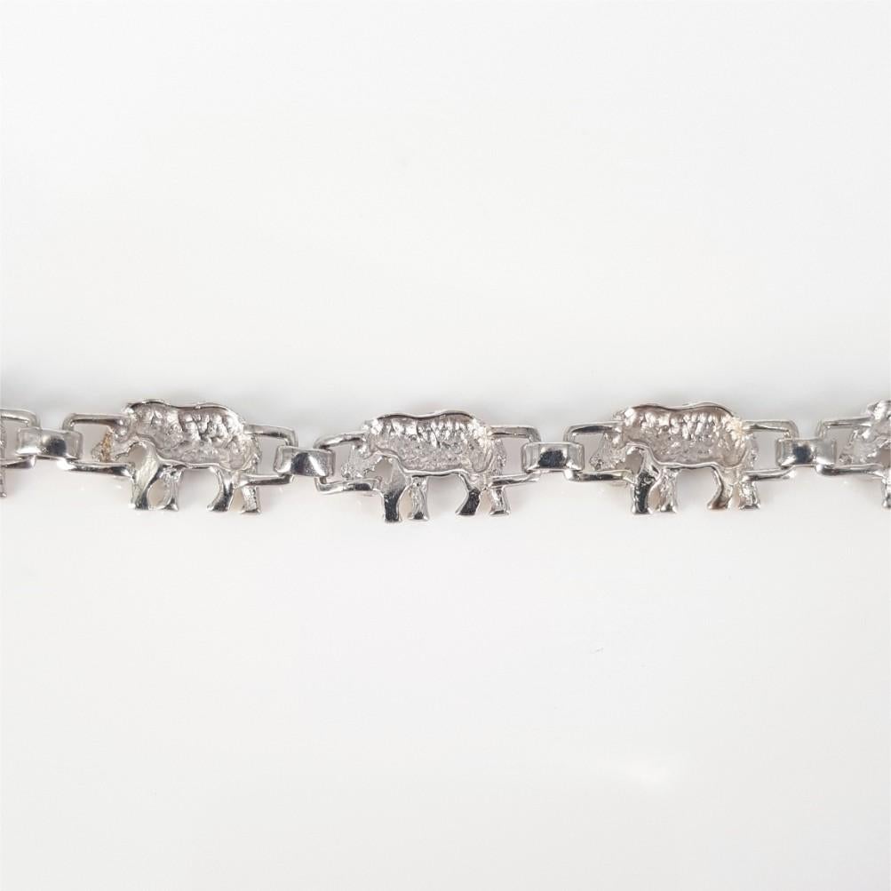 Bracelet éléphant en or blanc 14 carats en vente 4