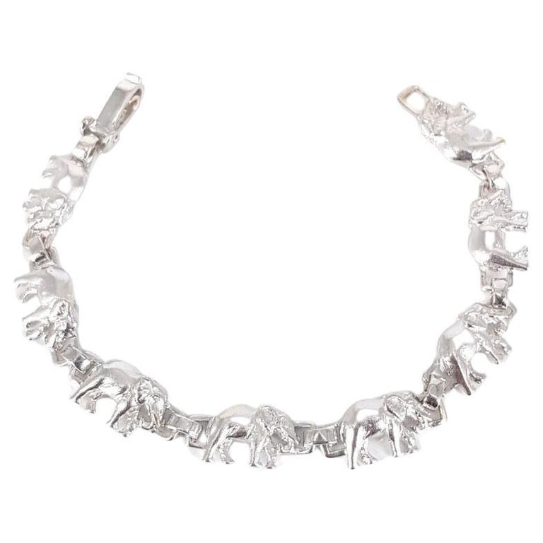 14 Carat White Gold Elephant Bracelet For Sale at 1stDibs