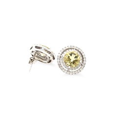 14ct Weißgold Heliodor & Diamant-Ohrstecker 4,37ct 4,63g