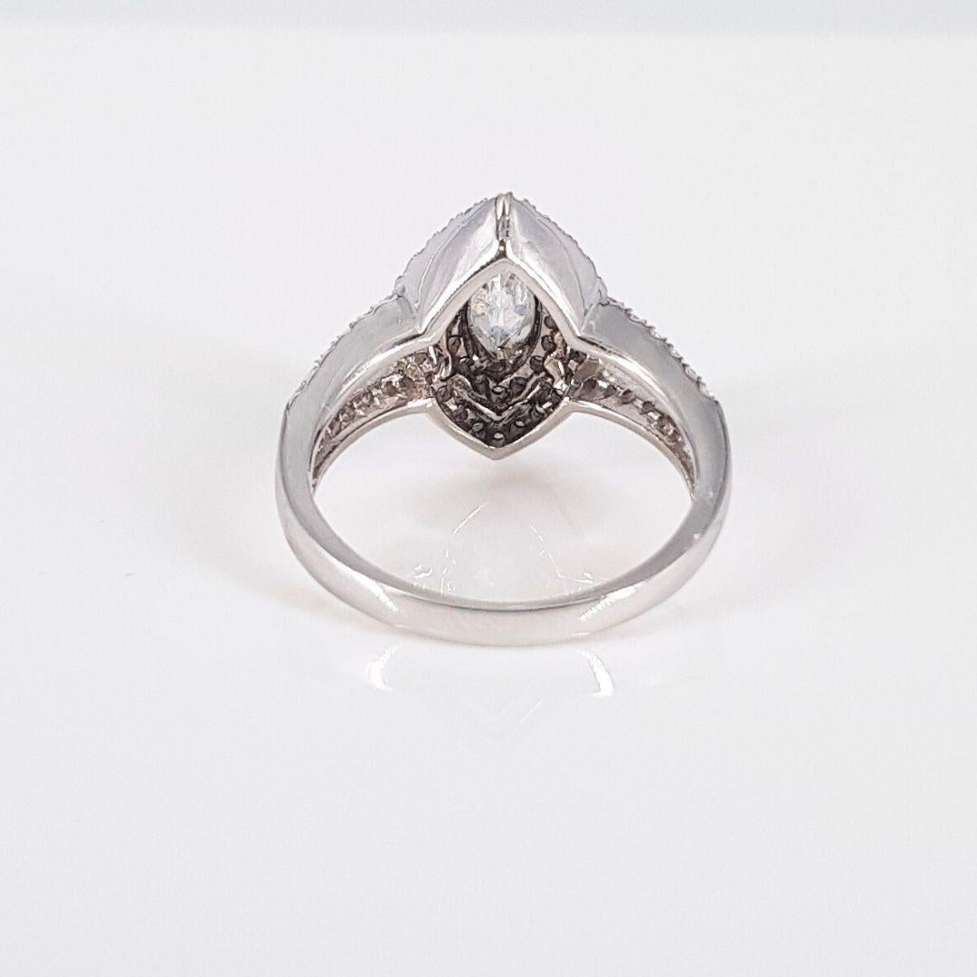 14ct white gold marquise diamond ring For Sale 1