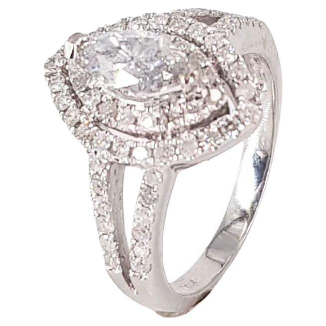 14ct white gold marquise diamond ring For Sale