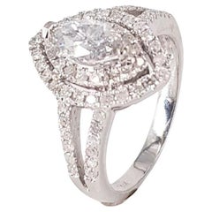 Used 14ct white gold marquise diamond ring