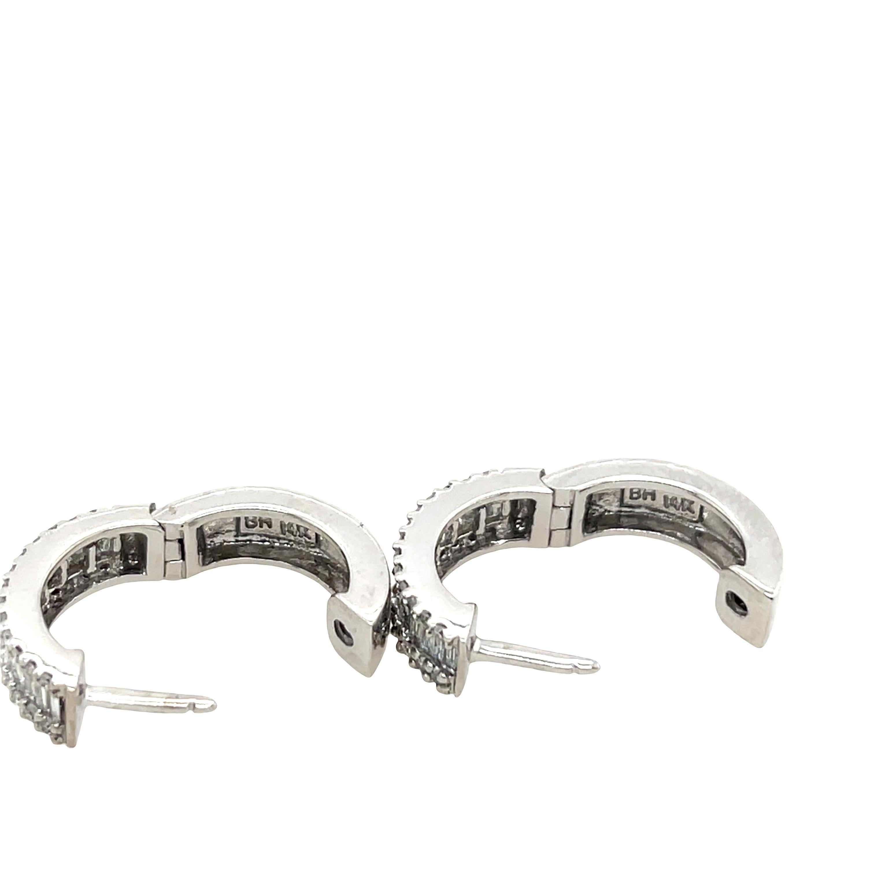 Donna Orecchini a cerchio con diamanti naturali in oro bianco 14ct, con 0,95ct di diamanti naturali incastonati in vendita