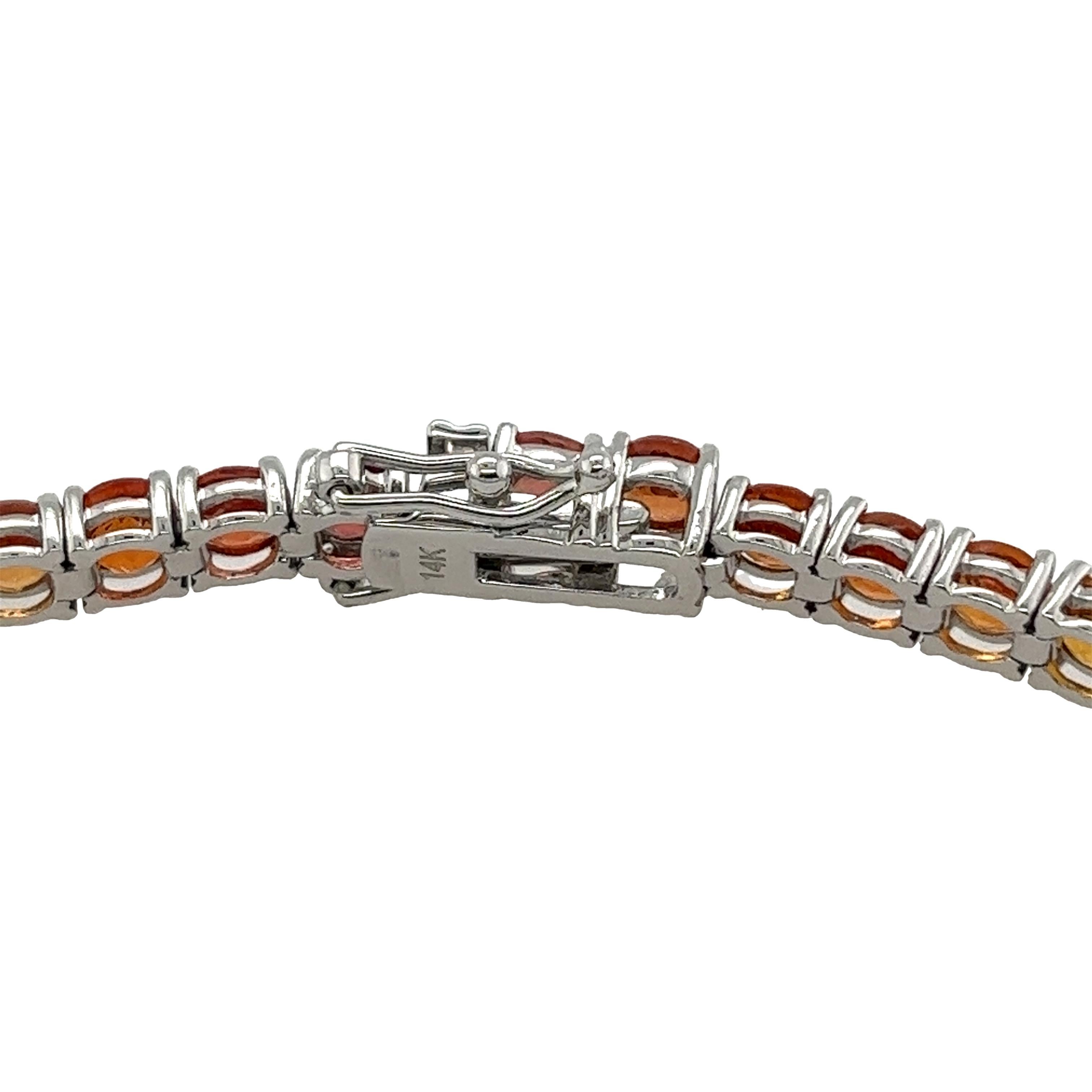 14ct White Gold Natural Sapphires Rainbow Tennis Bracelet For Sale 1