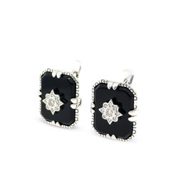 14ct White Gold Onyx & Diamond Earrings 7.66ct 6.9g