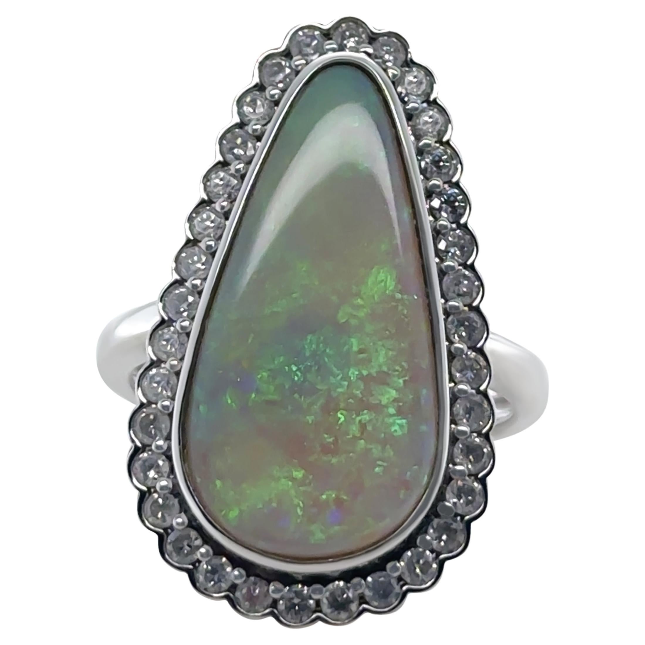 14ct White Gold Opal and Diamond Dress Ring 4.70ct