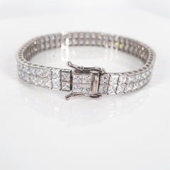 14ct White Gold Princess Cut Cubic Zirconia Tennis Bracelet