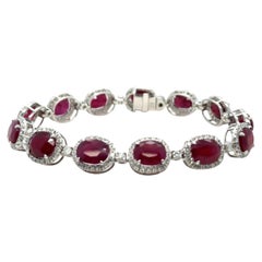 14ct White Gold Ruby and Diamond Bracelet 29.26ct