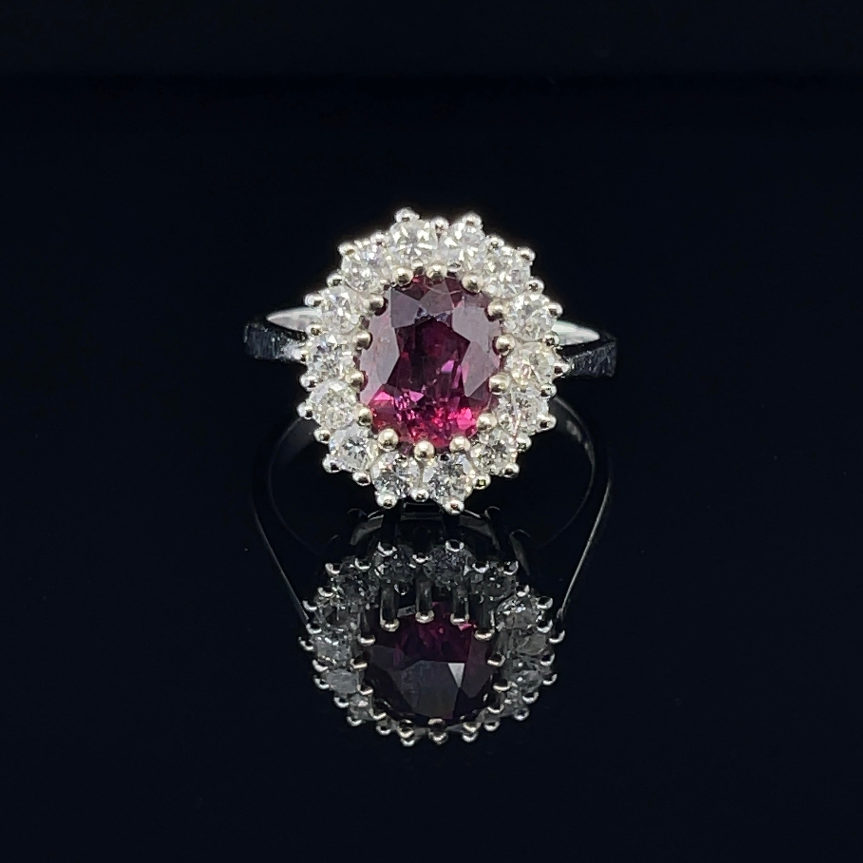 For Sale:  14ct White Gold Ruby and Diamond Ring 6