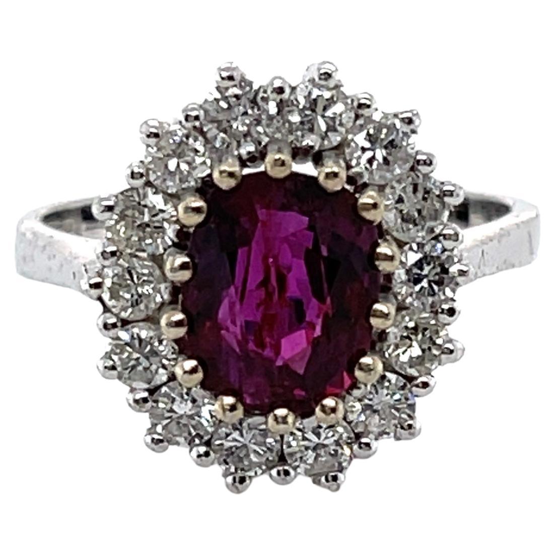 For Sale:  14ct White Gold Ruby and Diamond Ring
