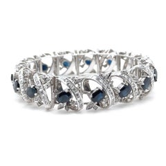 14ct White Gold Sapphire and Diamond Cluster Bracelet 11.45ct 48.29g