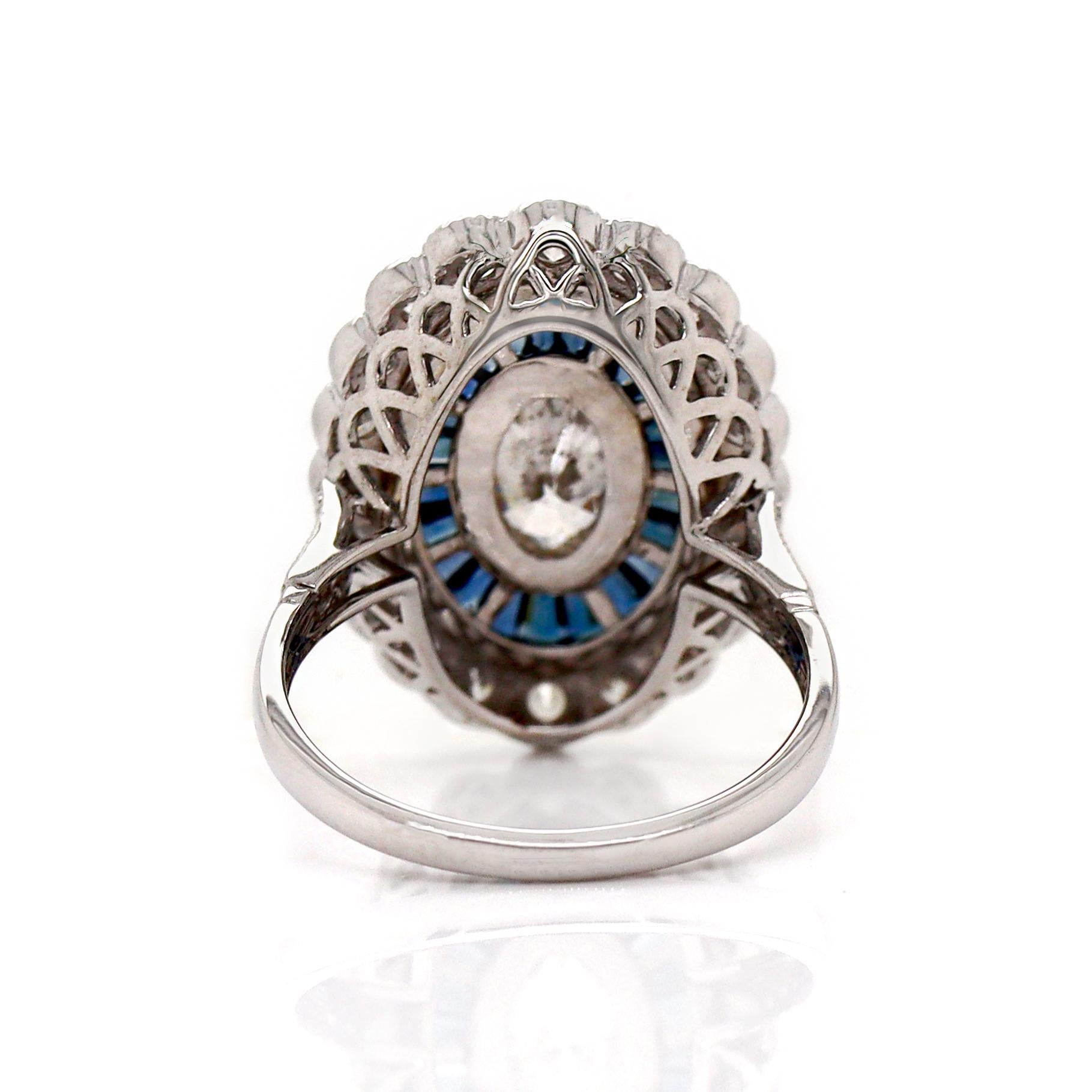Anello da cocktail con zaffiro e diamante in oro bianco 14CT In condizioni Nuovo in vendita a Sydney, NSW