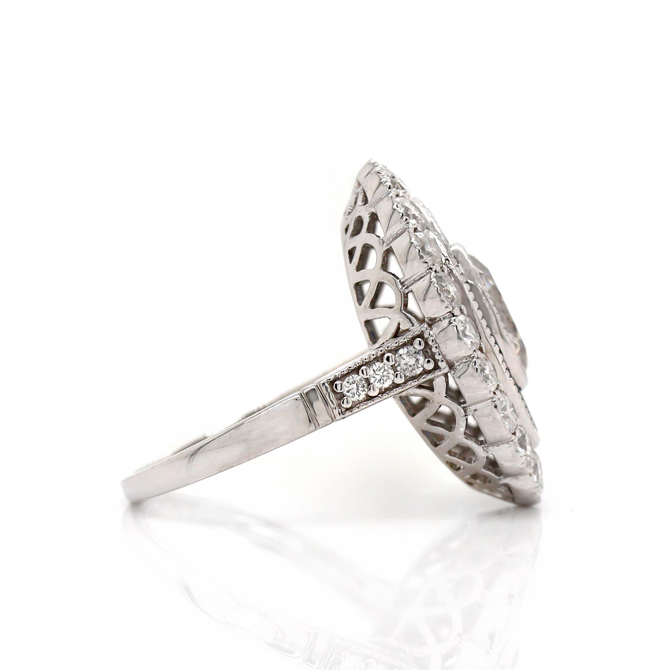 da uomo o donna Anello da cocktail con zaffiro e diamante in oro bianco 14CT in vendita