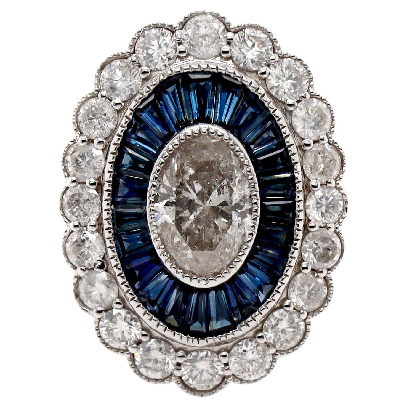 14CT White Gold Sapphire And Diamond Cocktail Ring