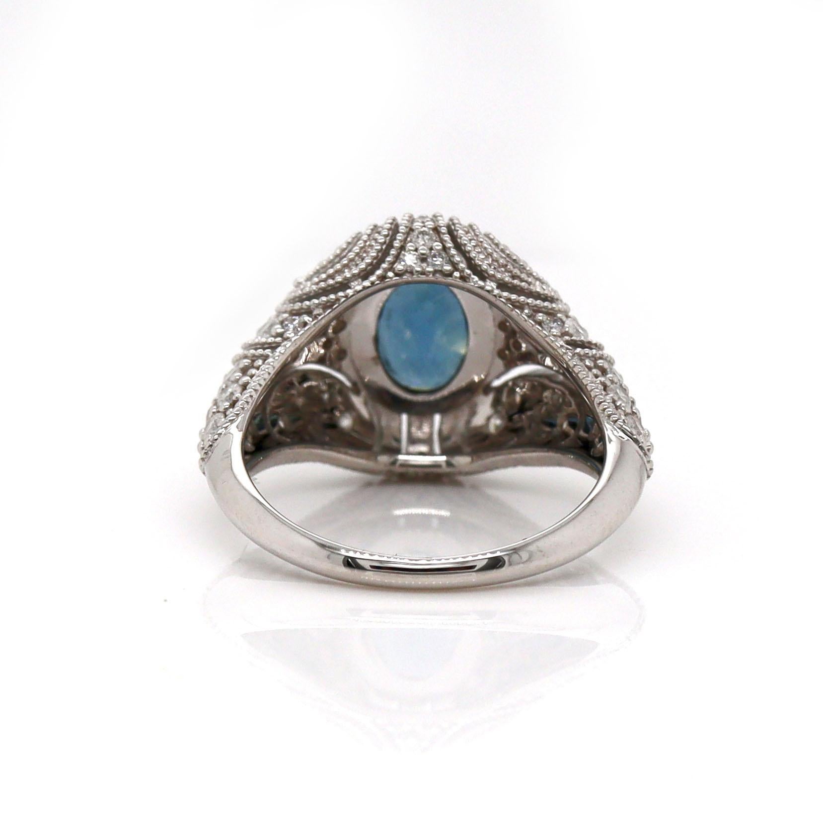 Anello con zaffiro e diamante in oro bianco 14ct In condizioni Nuovo in vendita a Sydney, NSW