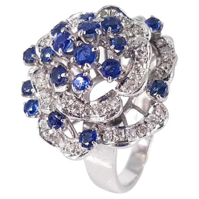 5/8 ct. Sapphire and Diamond Accent Vine Pattern Shank Ring in 14K ...