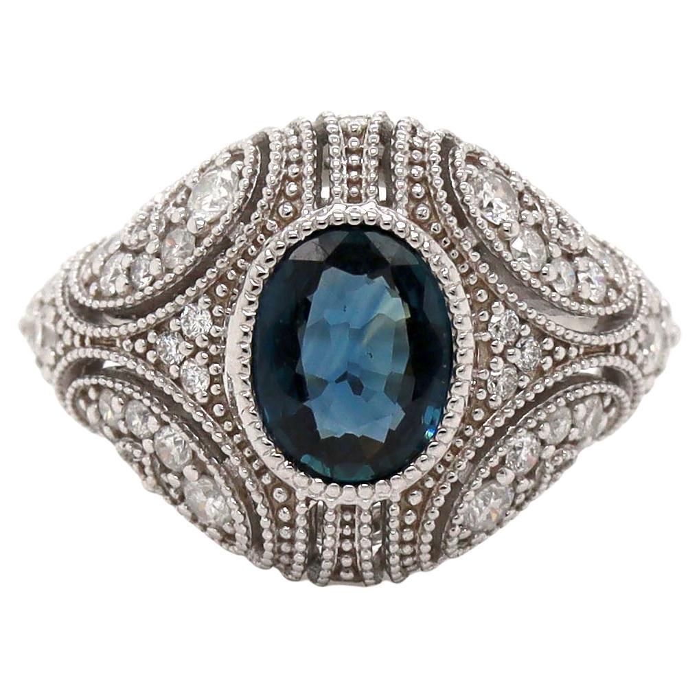 14ct White Gold Sapphire and Diamond Ring