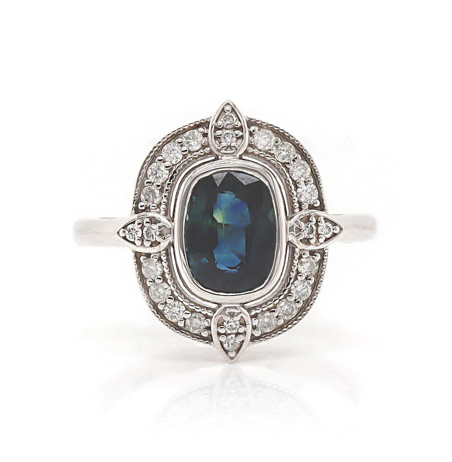 Women's 14CT White Gold Sapphire & Diamond Ring For Sale