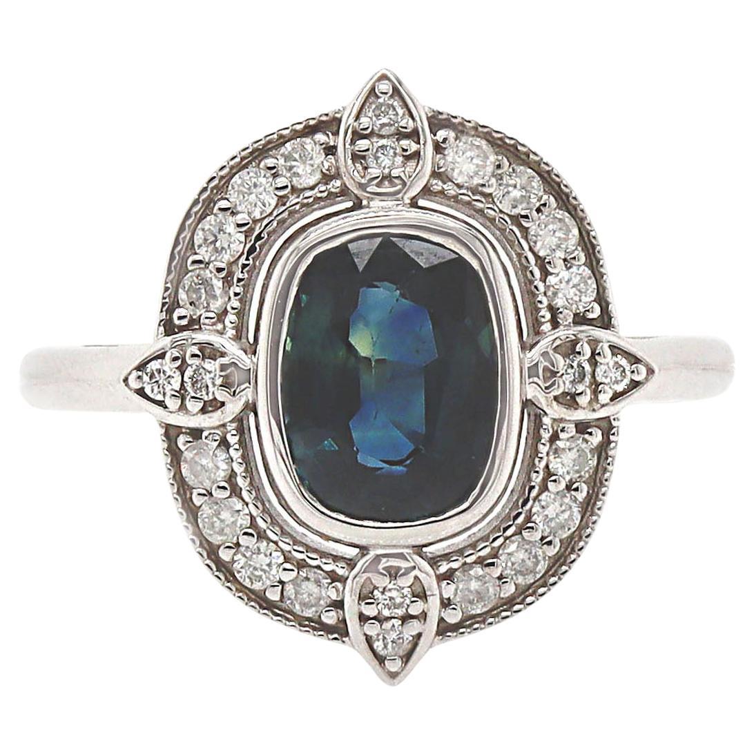 14CT White Gold Sapphire & Diamond Ring