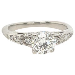 14ct Weißgold Solitär Runder Diamant Verlobungsring GIA 0,82ct &0,10ct 14ct Weißgold Solitär Runder Diamant Verlobungsring GIA 0,82ct &0,10ct