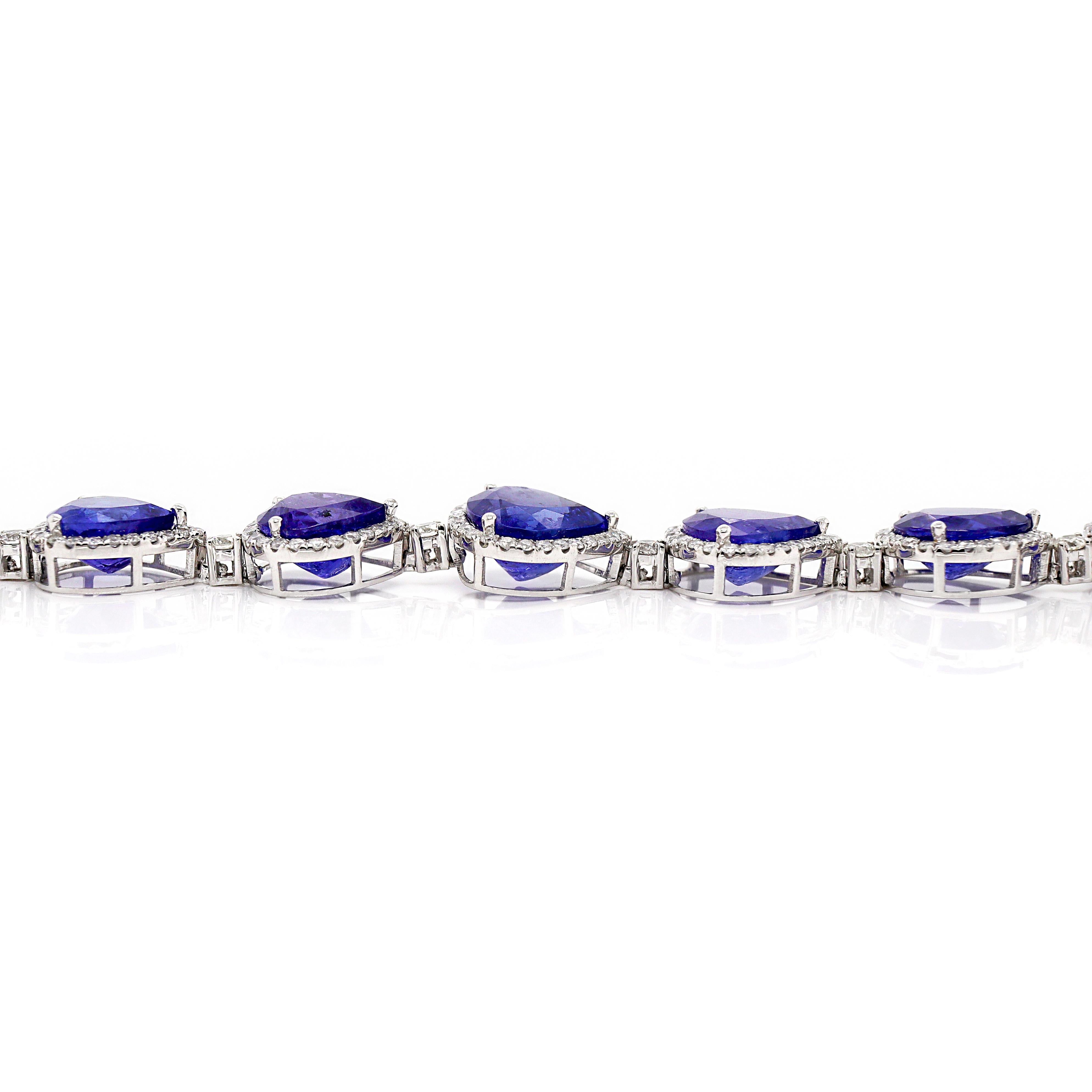 Bracelet en or blanc 14CT Tanzanite et diamant Neuf - En vente à Sydney, NSW