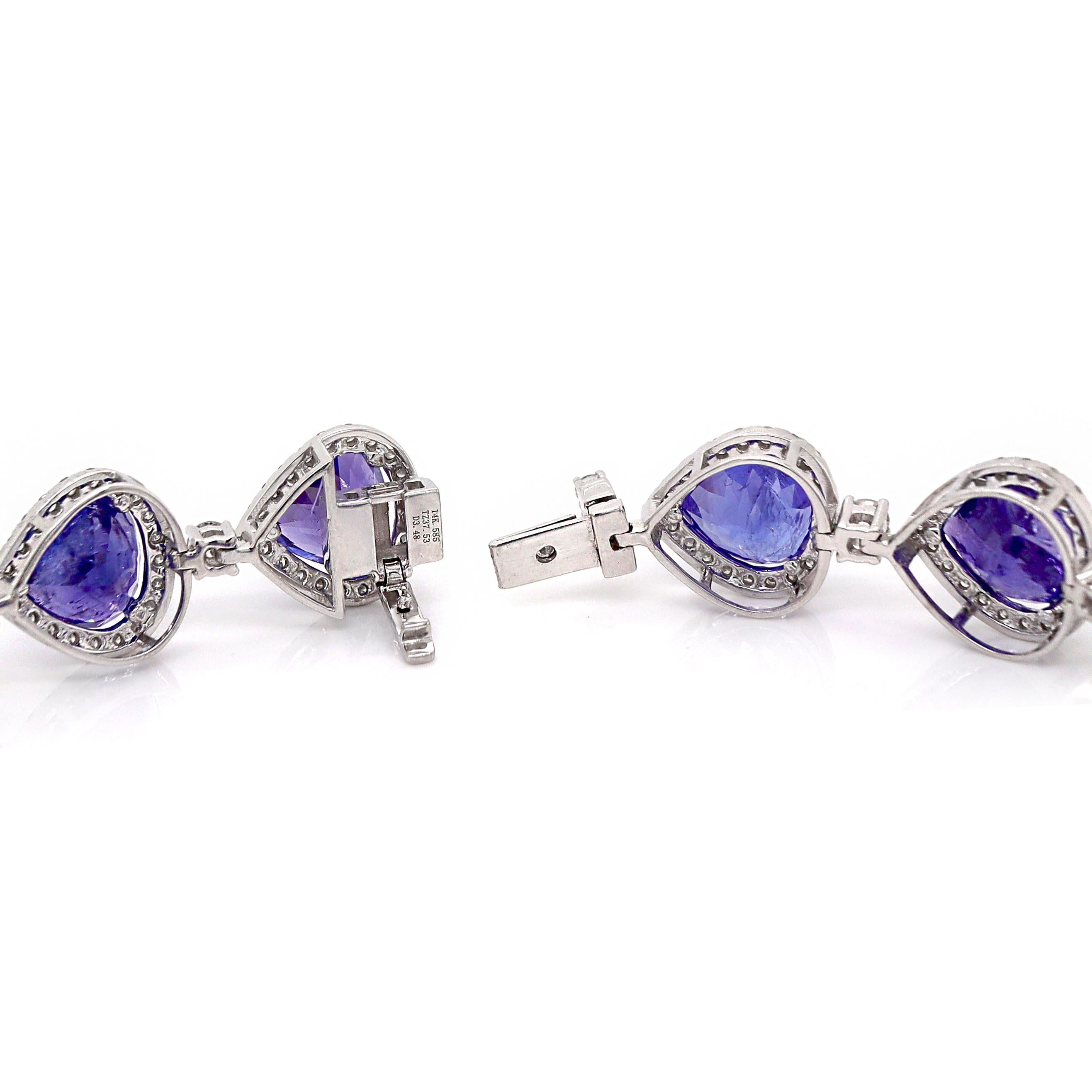 Bracelet en or blanc 14CT Tanzanite et diamant Unisexe en vente
