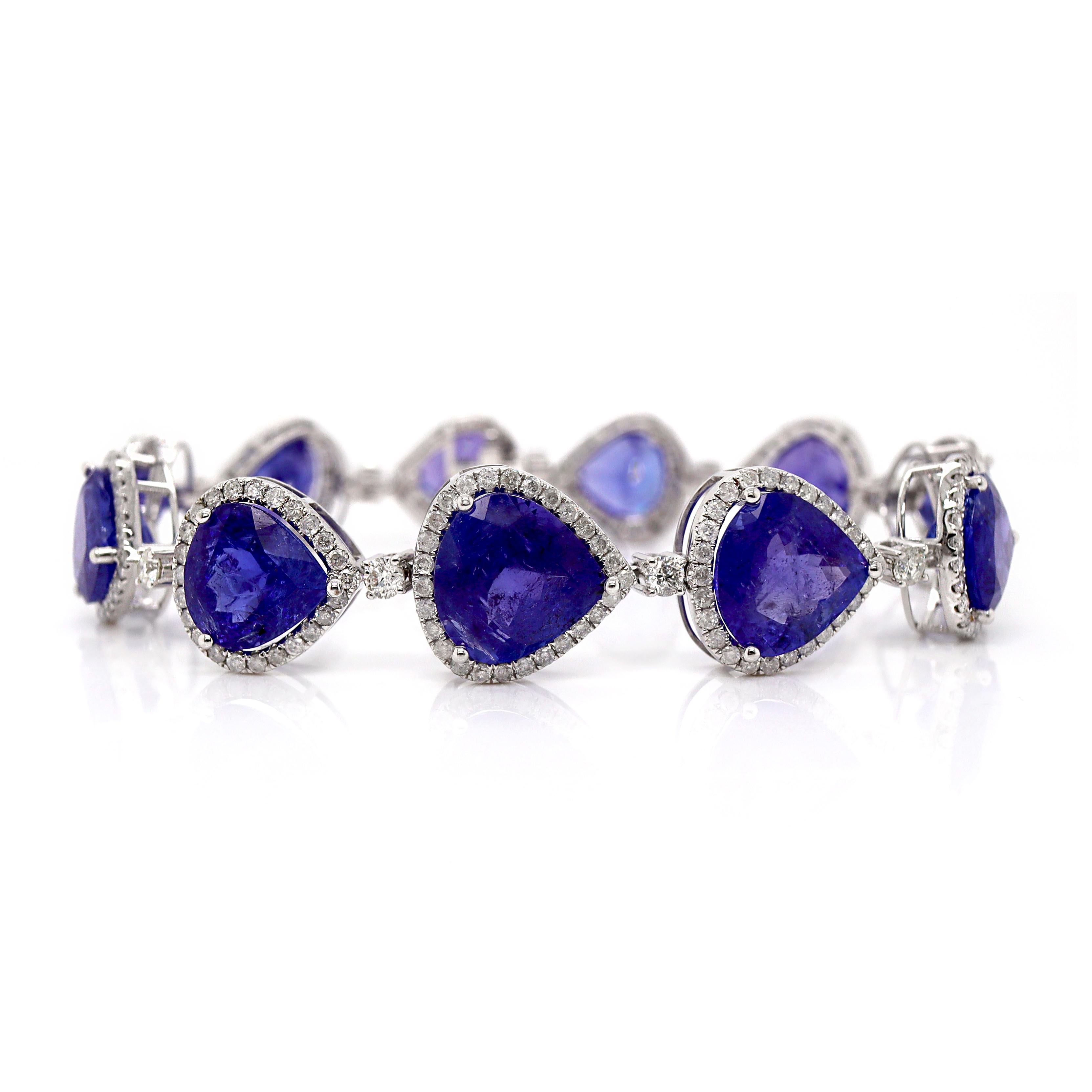 Bracelet en or blanc 14CT Tanzanite et diamant en vente 1