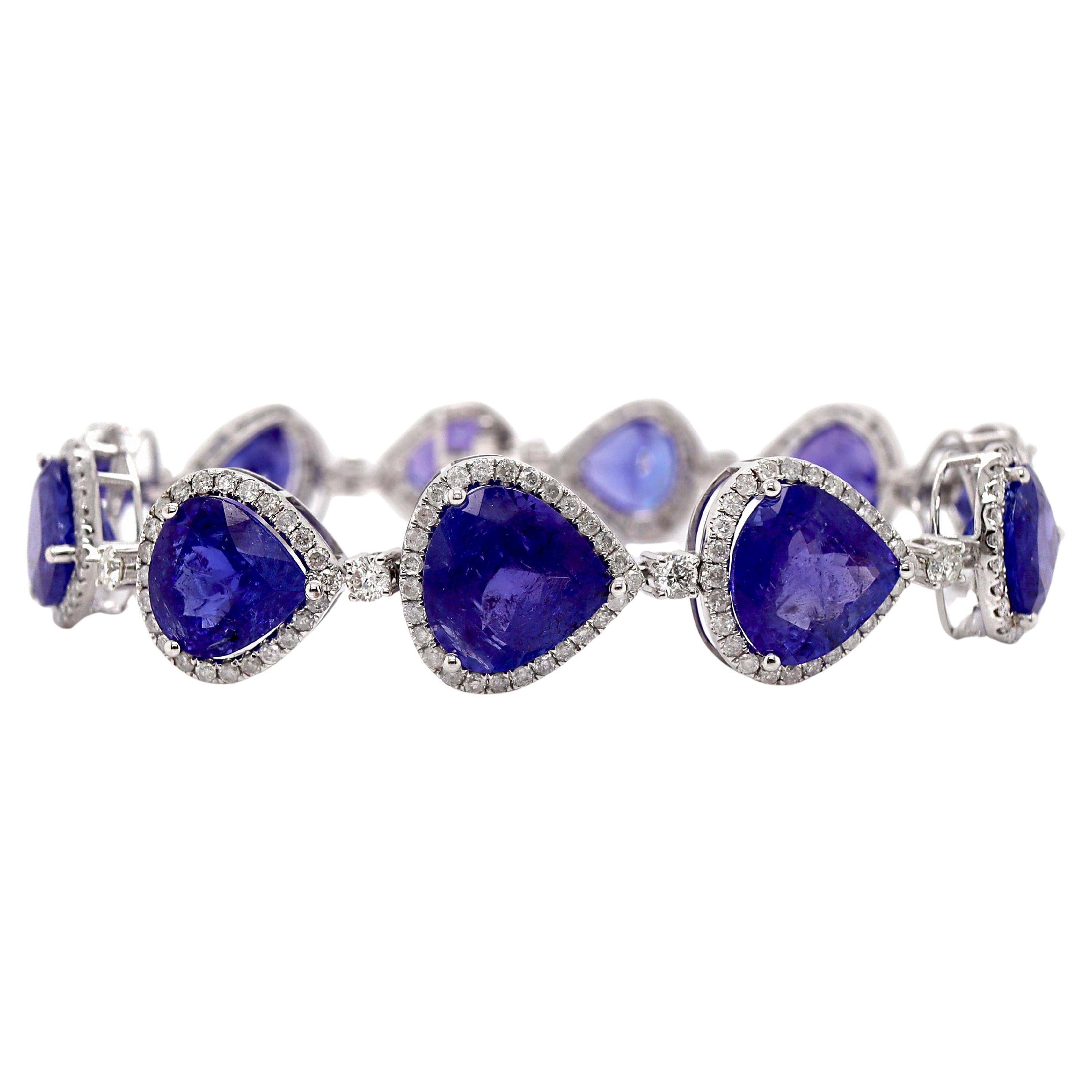 Bracelet en or blanc 14CT Tanzanite et diamant en vente