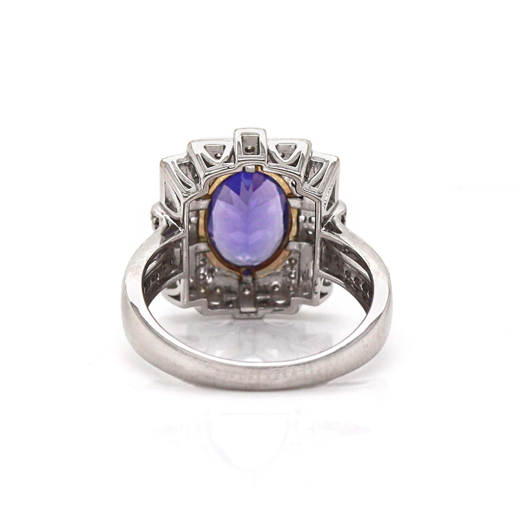 14CT White Gold Tanzanite And Diamond Cocktail Ring In New Condition For Sale In Sydney, NSW