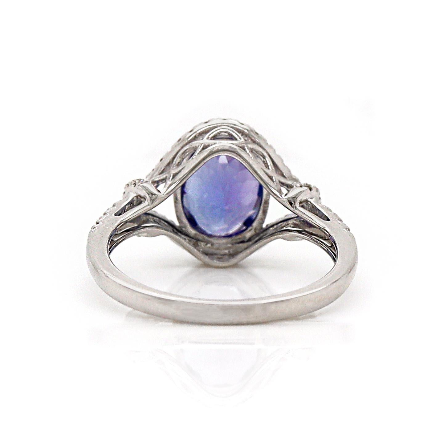 14CT Weißgold Tansanit und Diamant-Kleidring im Zustand „Neu“ im Angebot in Sydney, NSW