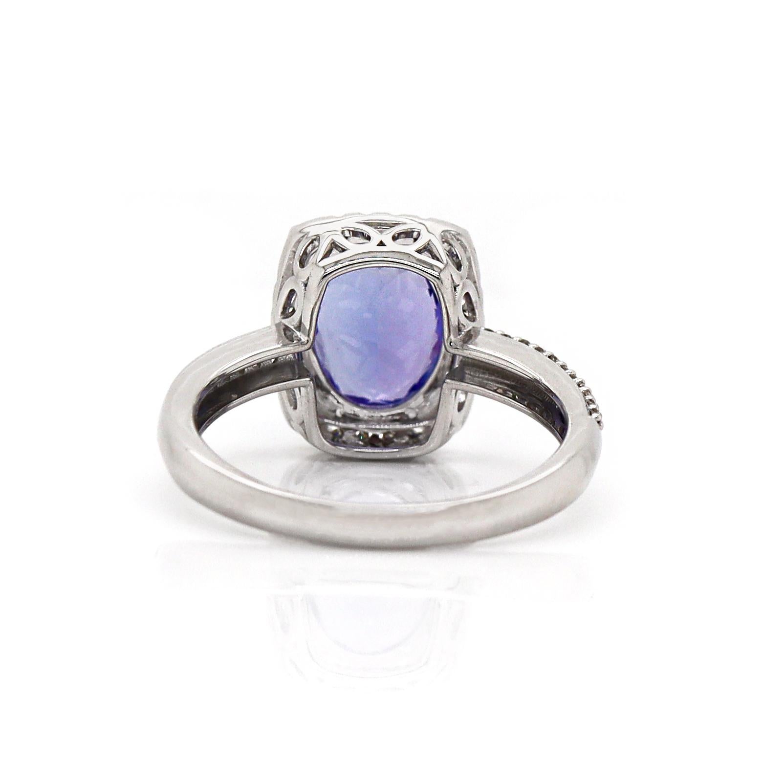 Women's 14CT White Gold Tanzanite And Diamond Dress Ring For Sale