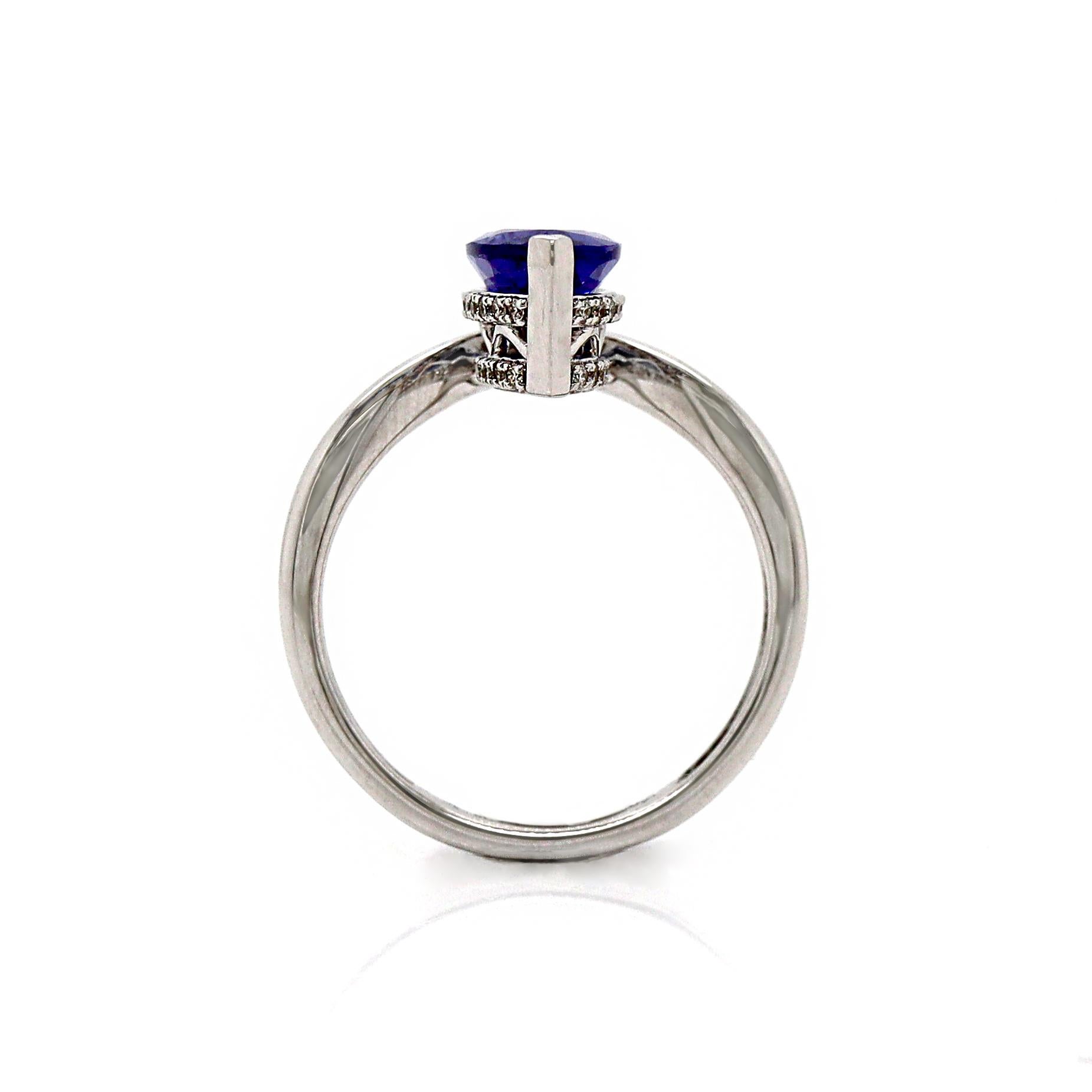 14CT White Gold Tanzanite And Diamond Dress Ring For Sale 1
