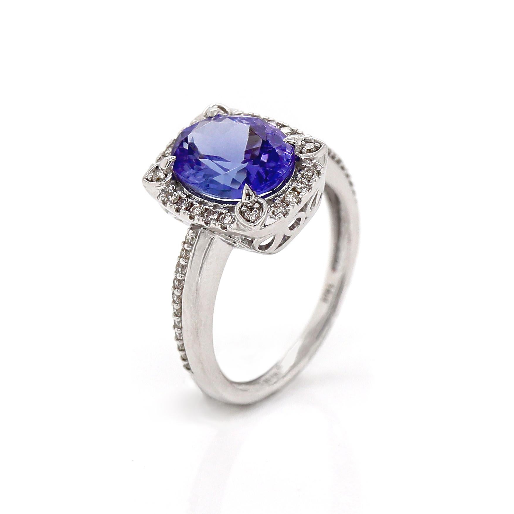 14CT White Gold Tanzanite And Diamond Dress Ring For Sale 1