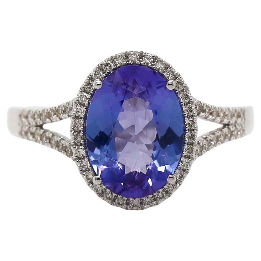 14CT White Gold Tanzanite And Diamond Dress Ring