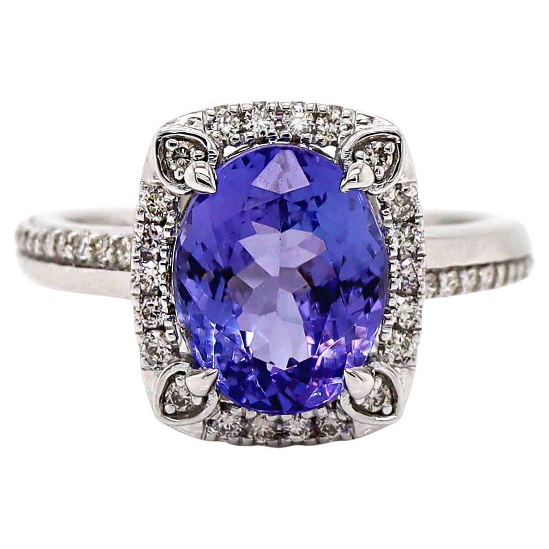 14CT White Gold Tanzanite And Diamond Dress Ring