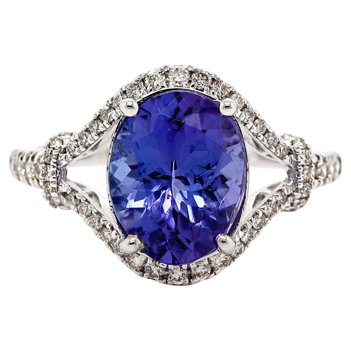 14CT White Gold Tanzanite And Diamond Dress Ring