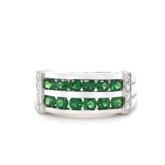 14ct White Gold Tsavorite Garnet and Diamond Ring 7.59g