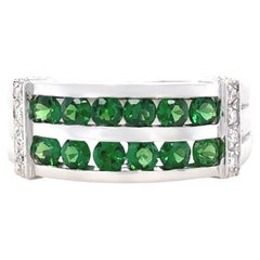 14ct White Gold Tsavorite Garnet and Diamond Ring 7.59g