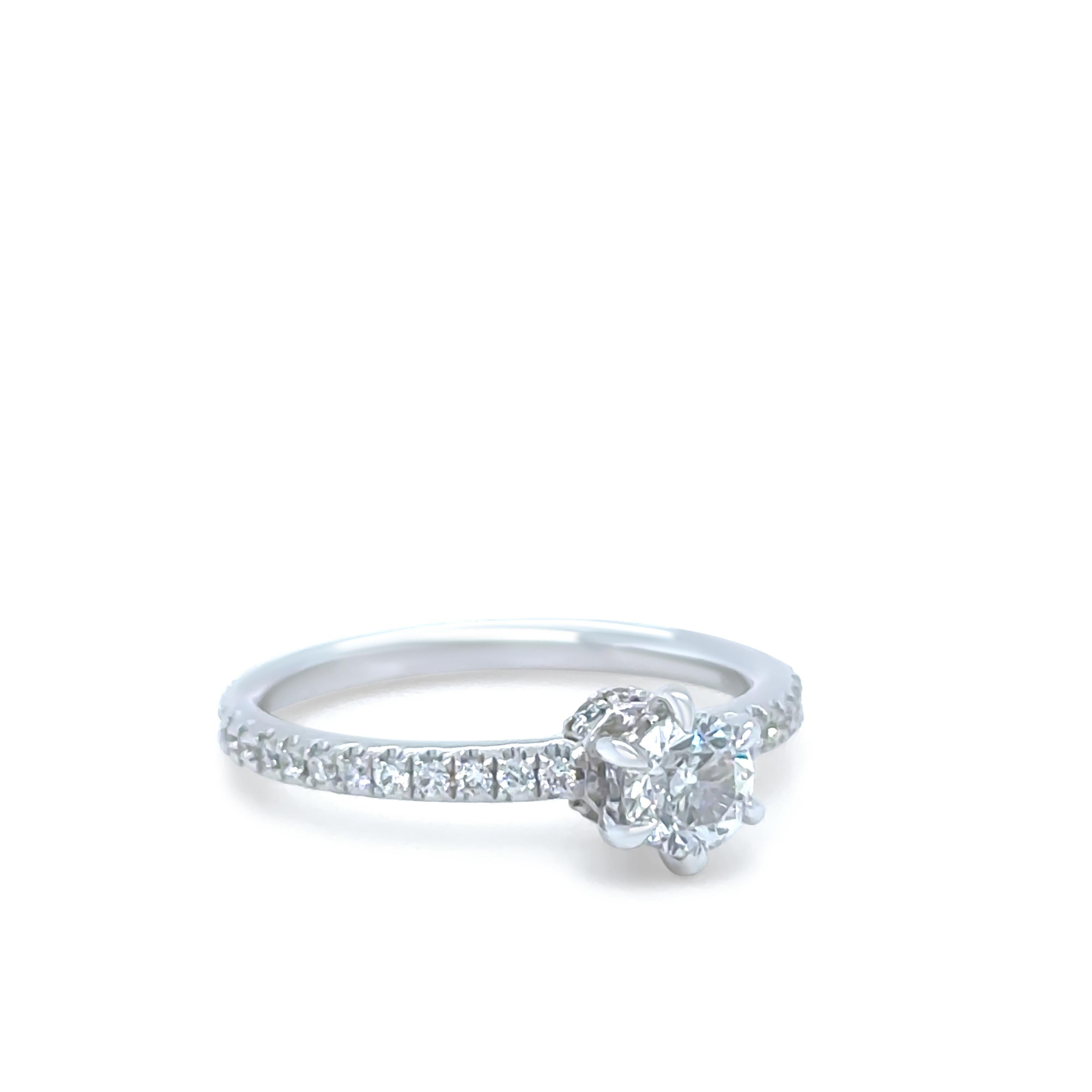 Round Cut 14ct White & Rose Gold Diamond Halo Ring 1.15ct For Sale