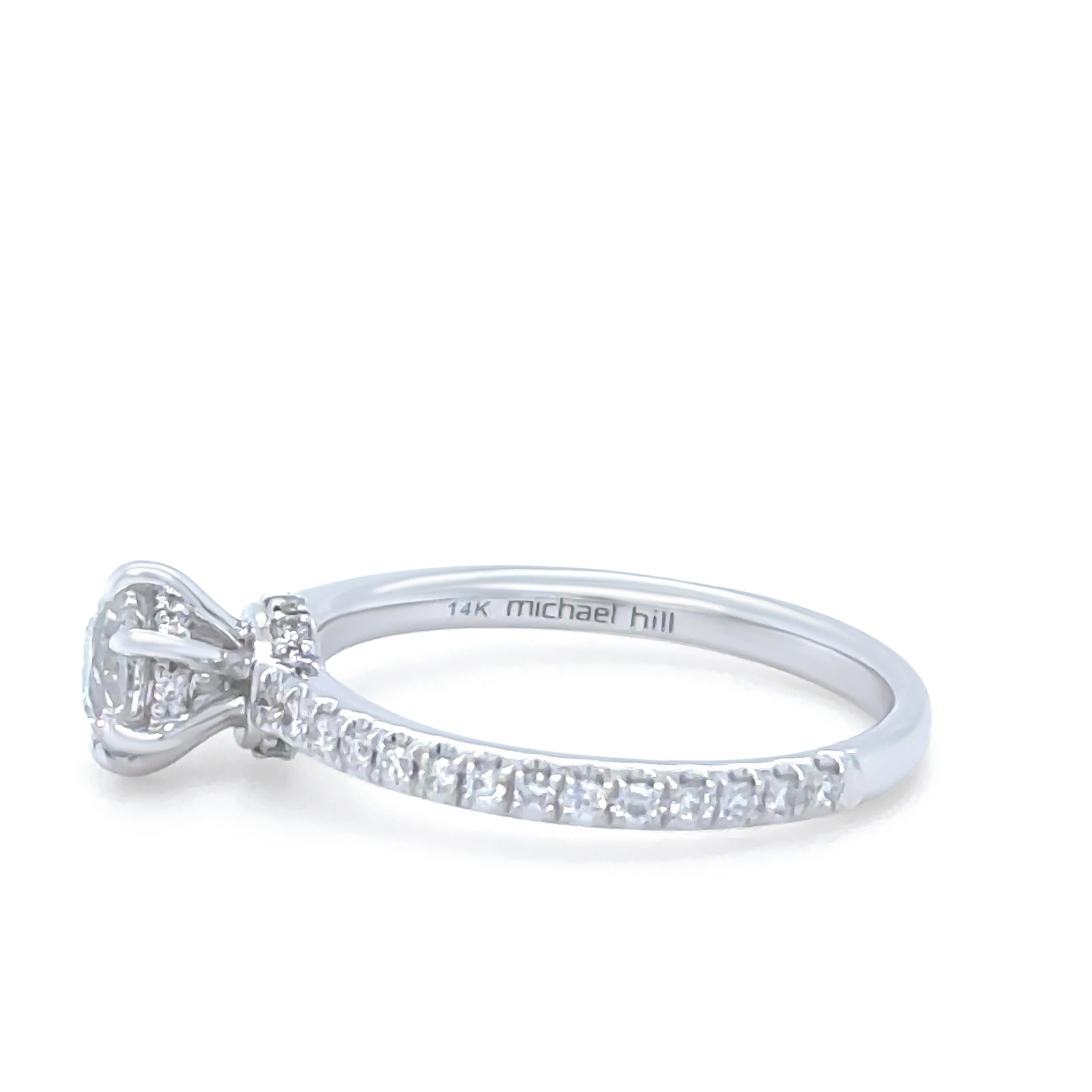 14ct White & Rose Gold Diamond Halo Ring 1.15ct For Sale 1