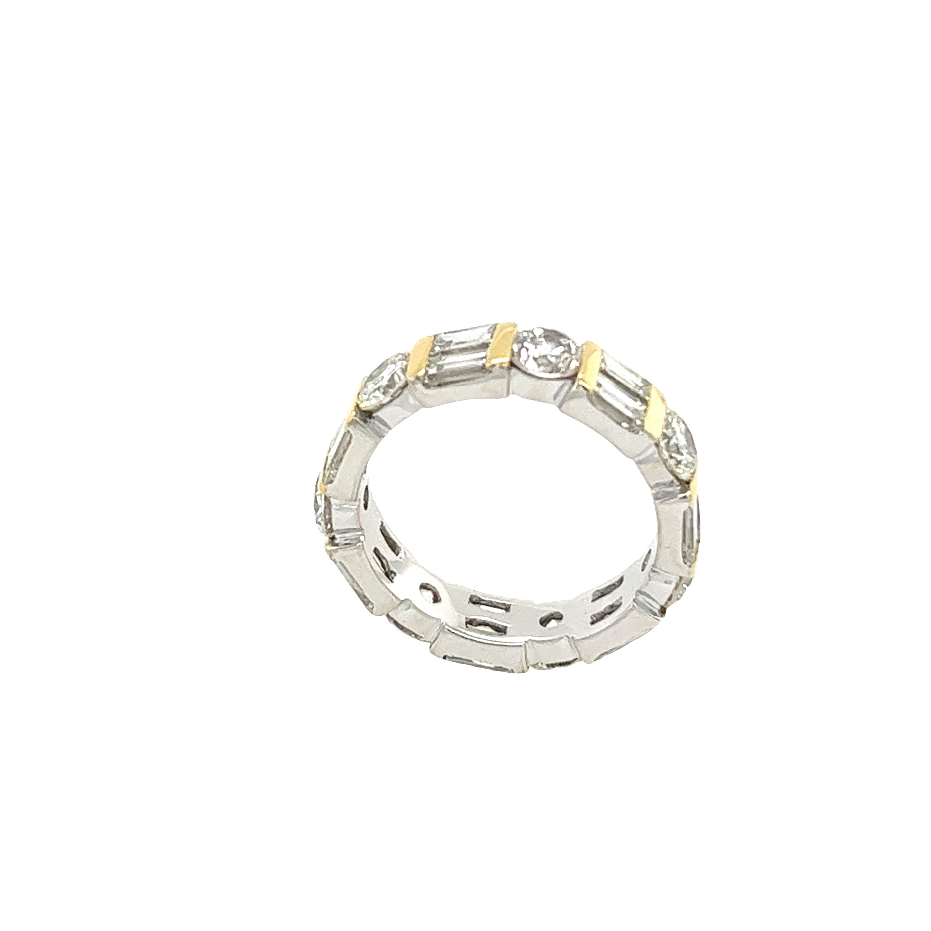 Women's 14ct White &Yellow Gold Diamond Full eternity ring set with 7 Round &14 baguette