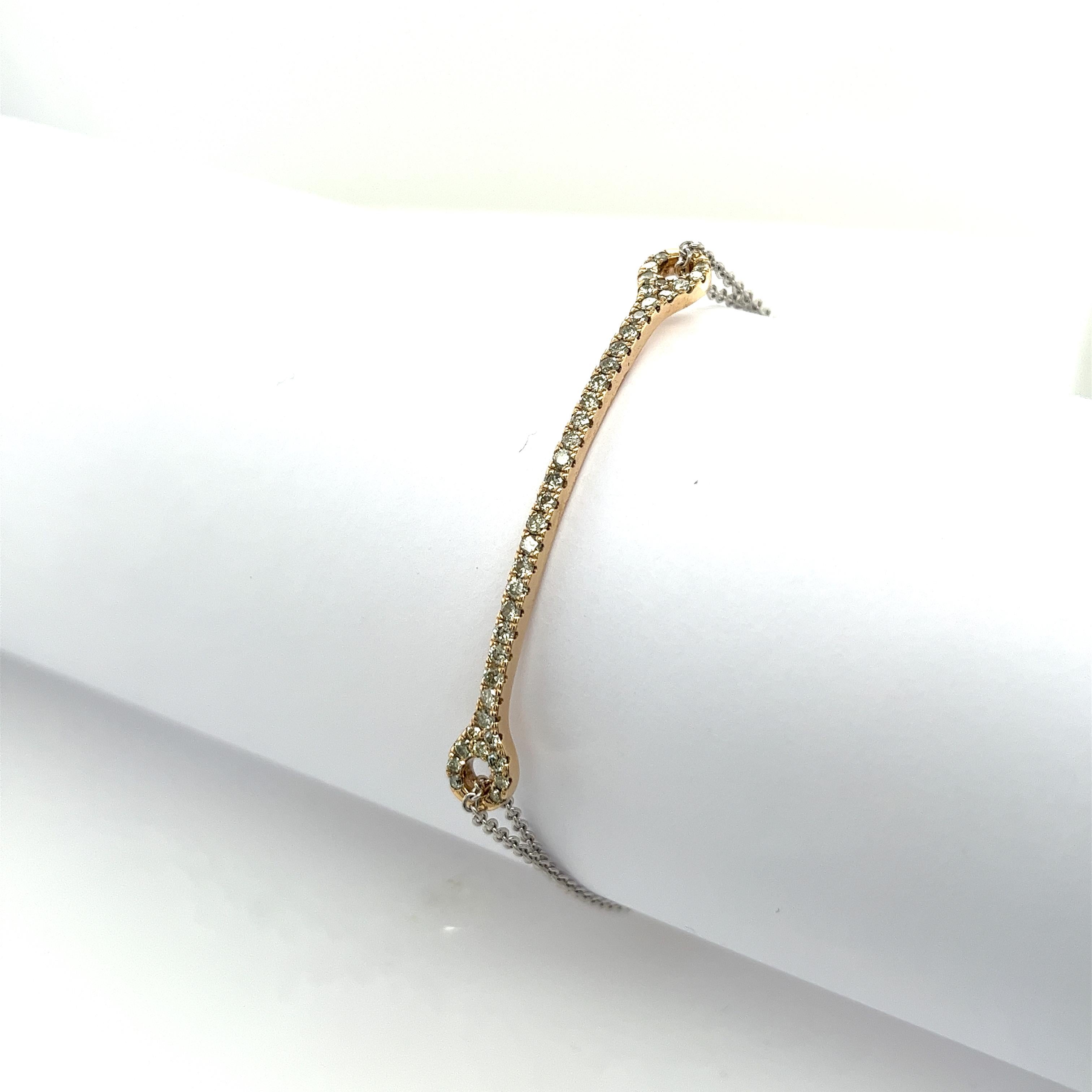 Women's 14ct White & Yellow Gold Natural Yellow Diamonds Bar Bracelet, 0.54ct For Sale